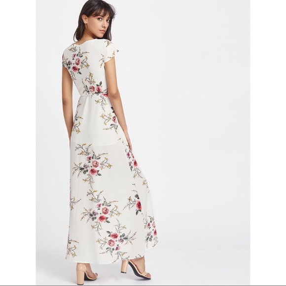 Floral Side Slit Wrap Maxi Dress - Picture 4 of 6